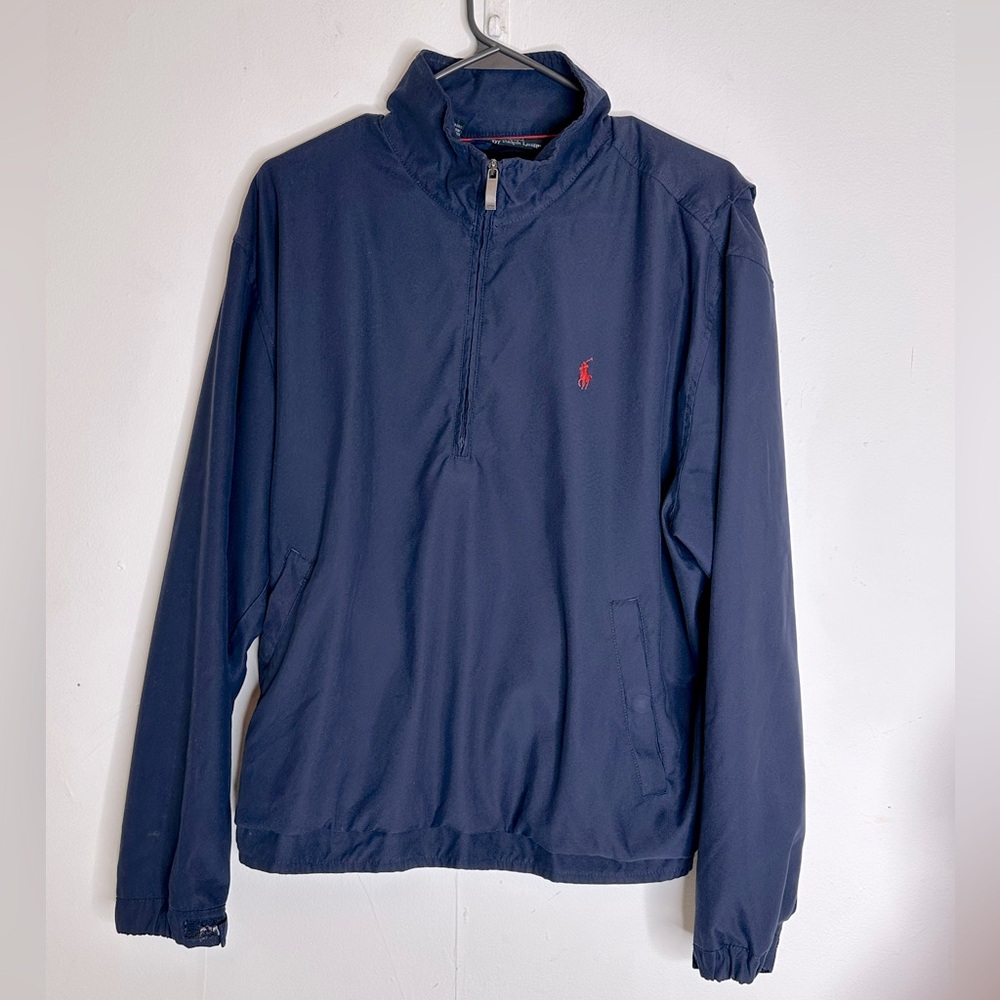 Polo Ralph Lauren Men’s 1/4 Zip Navy Blue Jacket Size Medium
